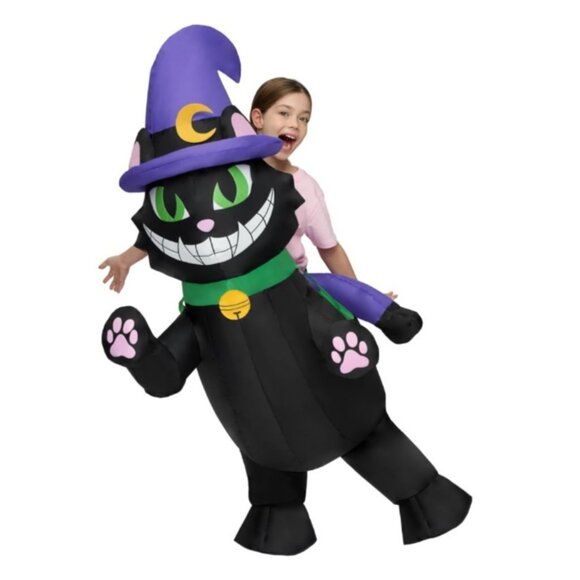 Black Cat Ride on Inflatable Halloween Costume Adult Size - Picture 5 of 5